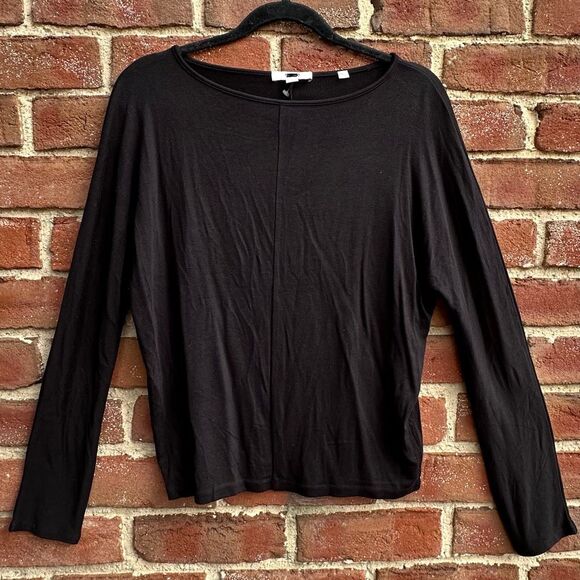 VINCE $225 black jersey drop shoulder rayon spandex top small NEW - Picture 1 of 14